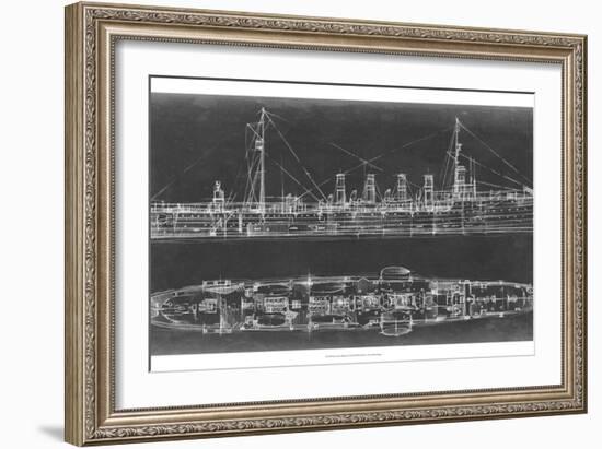 Navy Cruiser Blueprint-Ethan Harper-Framed Art Print