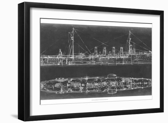 Navy Cruiser Blueprint-Ethan Harper-Framed Art Print