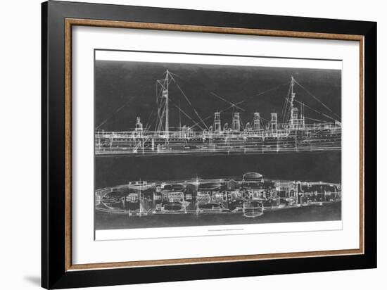 Navy Cruiser Blueprint-Ethan Harper-Framed Art Print