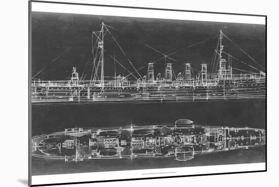 Navy Cruiser Blueprint-Ethan Harper-Mounted Art Print