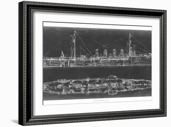 Navy Cruiser Blueprint-Ethan Harper-Framed Art Print