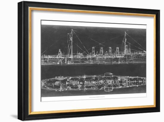 Navy Cruiser Blueprint-Ethan Harper-Framed Art Print