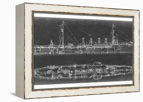 Navy Cruiser Blueprint-Ethan Harper-Framed Stretched Canvas
