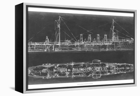 Navy Cruiser Blueprint-Ethan Harper-Framed Stretched Canvas