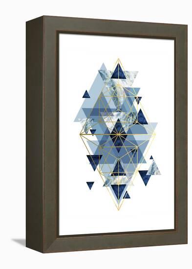 Navy Gold   Geometric-Urban Epiphany-Framed Stretched Canvas