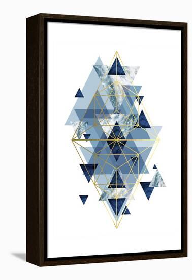 Navy Gold   Geometric-Urban Epiphany-Framed Stretched Canvas