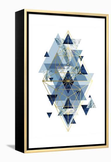 Navy Gold   Geometric-Urban Epiphany-Framed Stretched Canvas