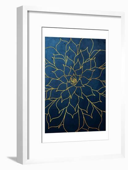 Navy Gold Succulent 1-Urban Epiphany-Framed Art Print