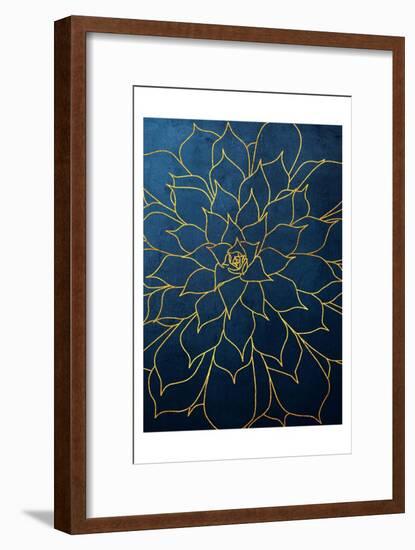 Navy Gold Succulent 1-Urban Epiphany-Framed Art Print