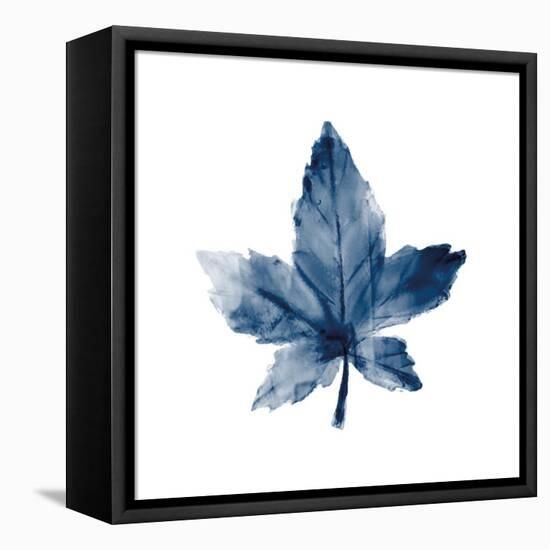 Navy Leaf Print 1-Kimberly Allen-Framed Stretched Canvas