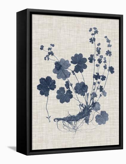 Navy & Linen Leaves I-Vision Studio-Framed Stretched Canvas