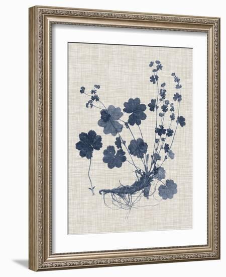 Navy & Linen Leaves I-Vision Studio-Framed Art Print