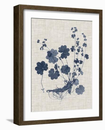 Navy & Linen Leaves I-Vision Studio-Framed Art Print