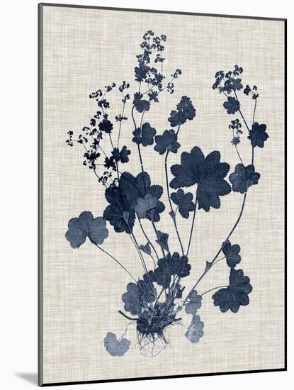 Navy & Linen Leaves II-Vision Studio-Mounted Art Print