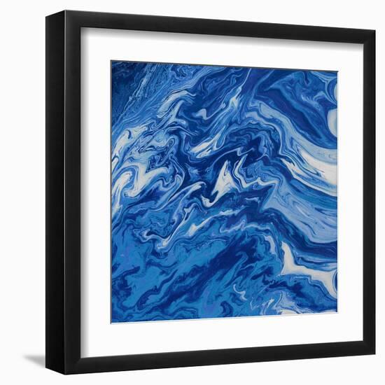 Navy Marble Square-M. Mercado-Framed Art Print