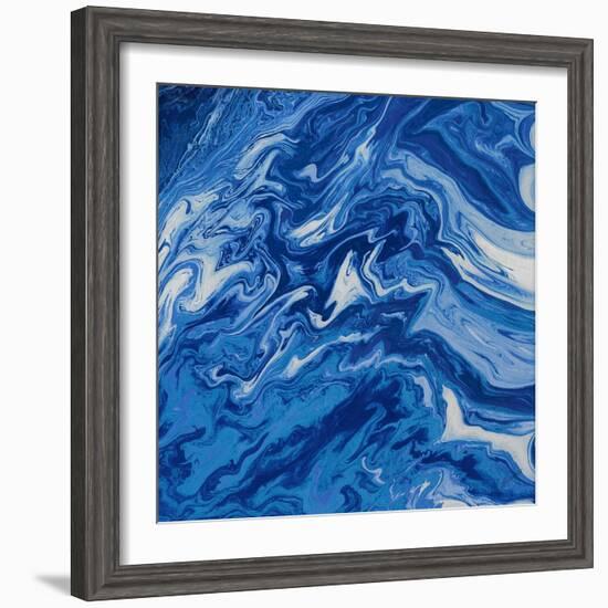 Navy Marble Square-M. Mercado-Framed Art Print