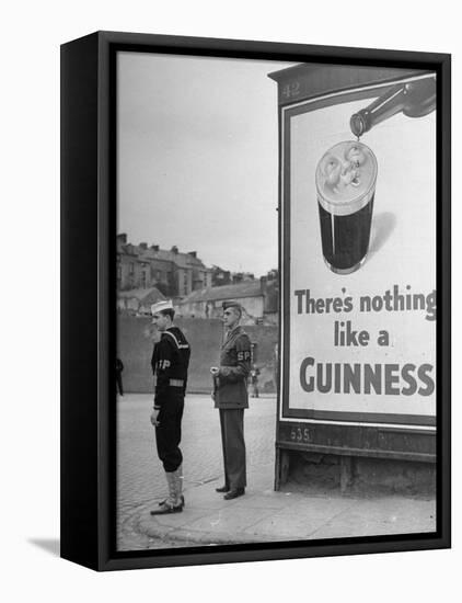 Navy/Marine Shore Patrolmen On Duty at Railway Station near US Naval Operations Base-David Scherman-Framed Premier Image Canvas