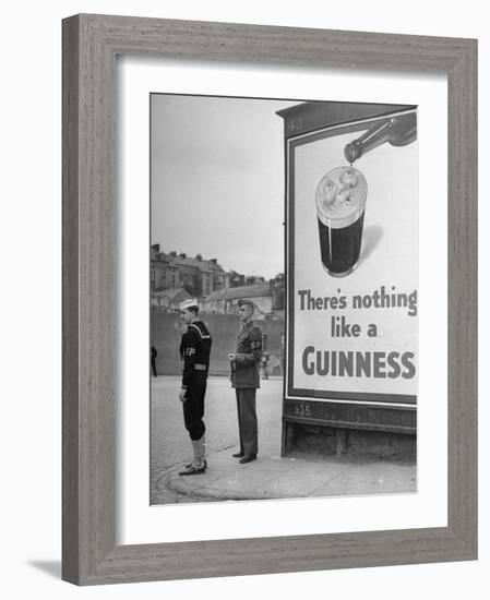 Navy/Marine Shore Patrolmen On Duty at Railway Station near US Naval Operations Base-David Scherman-Framed Photographic Print