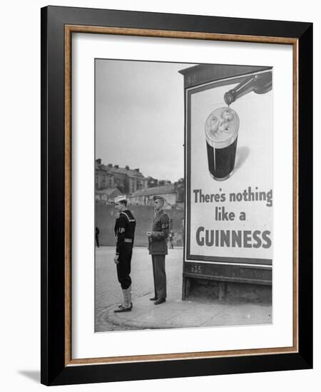 Navy/Marine Shore Patrolmen On Duty at Railway Station near US Naval Operations Base-David Scherman-Framed Photographic Print