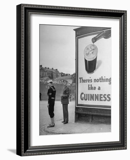 Navy/Marine Shore Patrolmen On Duty at Railway Station near US Naval Operations Base-David Scherman-Framed Photographic Print