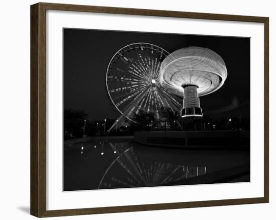 Navy Pier Nights Chicago BW-Steve Gadomski-Framed Photographic Print