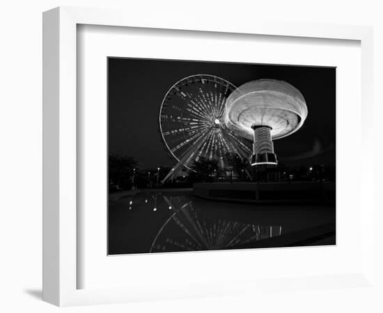 Navy Pier Nights Chicago BW-Steve Gadomski-Framed Photographic Print