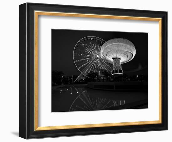 Navy Pier Nights Chicago BW-Steve Gadomski-Framed Photographic Print