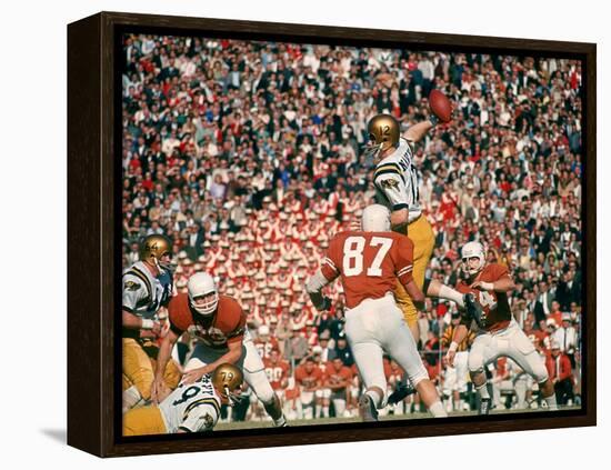 Navy QB Roger Staubach in Action Against University of Texas at the Cotton Bowl-George Silk-Framed Premier Image Canvas