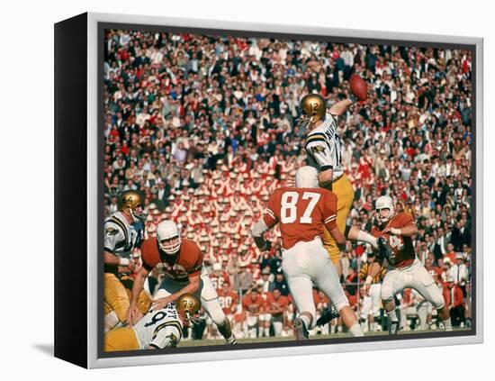 Navy QB Roger Staubach in Action Against University of Texas at the Cotton Bowl-George Silk-Framed Premier Image Canvas