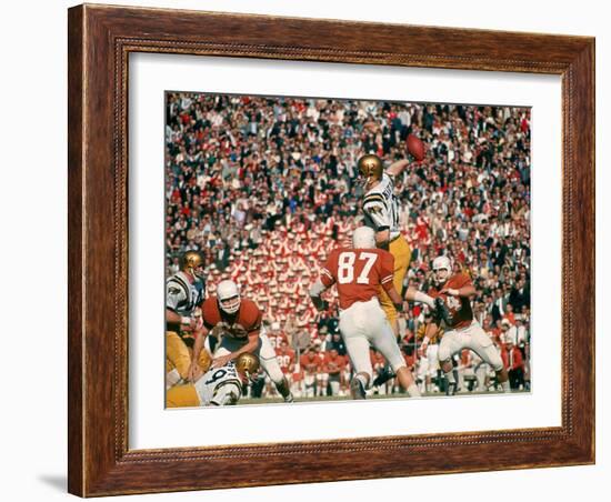 Navy QB Roger Staubach in Action Against University of Texas at the Cotton Bowl-George Silk-Framed Premium Photographic Print