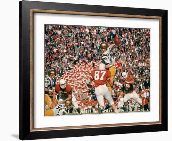 Navy QB Roger Staubach in Action Against University of Texas at the Cotton Bowl-George Silk-Framed Premium Photographic Print
