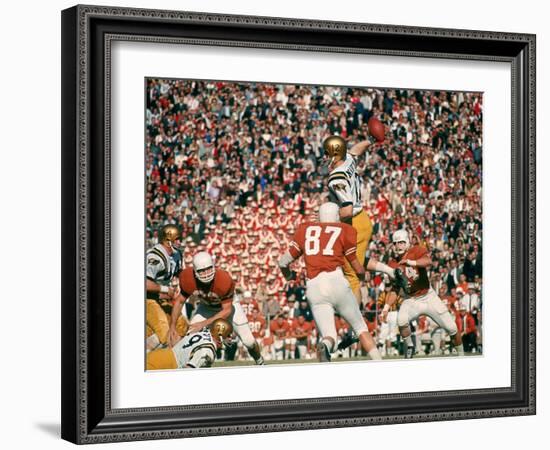 Navy QB Roger Staubach in Action Against University of Texas at the Cotton Bowl-George Silk-Framed Premium Photographic Print