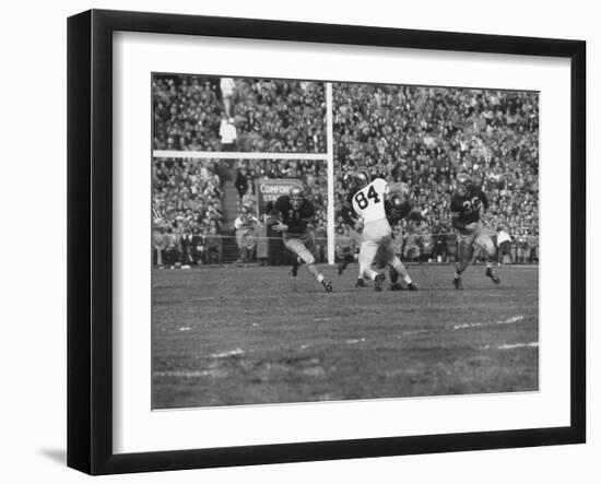 Navy Quaterback, George Welsh, Running, Grim-Faced, During Army-Navy Game-John Dominis-Framed Photographic Print