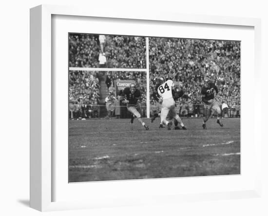 Navy Quaterback, George Welsh, Running, Grim-Faced, During Army-Navy Game-John Dominis-Framed Photographic Print