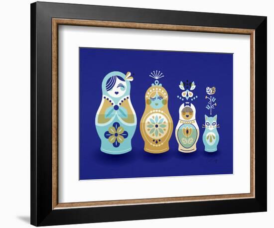 Navy Russian Dolls-Cat Coquillette-Framed Giclee Print