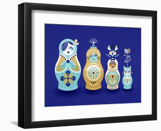 Navy Russian Dolls-Cat Coquillette-Framed Giclee Print