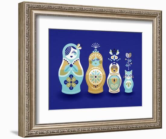 Navy Russian Dolls-Cat Coquillette-Framed Giclee Print