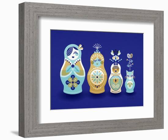 Navy Russian Dolls-Cat Coquillette-Framed Giclee Print