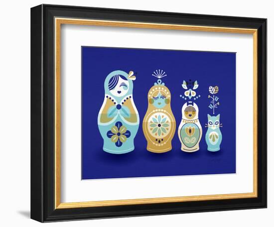 Navy Russian Dolls-Cat Coquillette-Framed Giclee Print