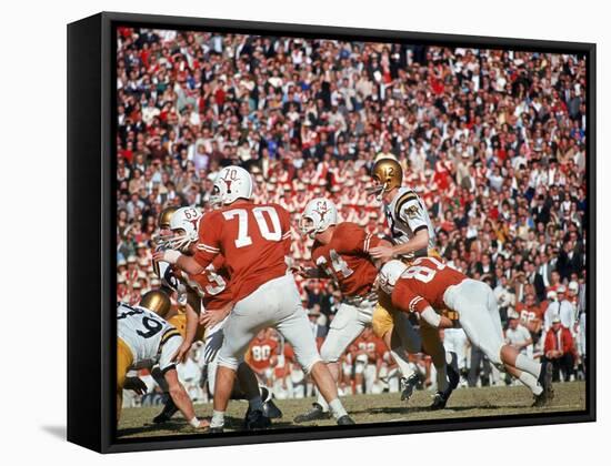 Navy's Quarterback Roger Staubach in Action Vs. Texas U-George Silk-Framed Premier Image Canvas