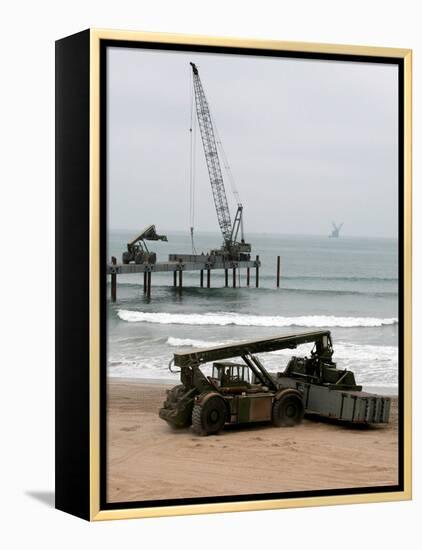 Navy Seabees Dismantling an Elevated Causeway Modular-Stocktrek Images-Framed Premier Image Canvas