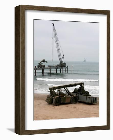 Navy Seabees Dismantling an Elevated Causeway Modular-Stocktrek Images-Framed Photographic Print