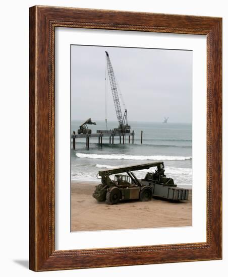 Navy Seabees Dismantling an Elevated Causeway Modular-Stocktrek Images-Framed Photographic Print