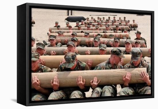 Navy SEAL Candidates Train with a 600-Pound Log, 2011-null-Framed Stretched Canvas