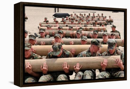 Navy SEAL Candidates Train with a 600-Pound Log, 2011-null-Framed Stretched Canvas