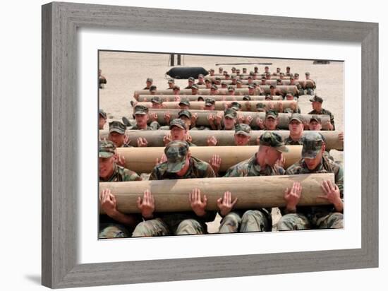 Navy SEAL Candidates Train with a 600-Pound Log, 2011-null-Framed Photo