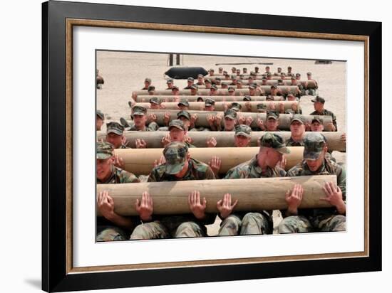 Navy SEAL Candidates Train with a 600-Pound Log, 2011-null-Framed Photo