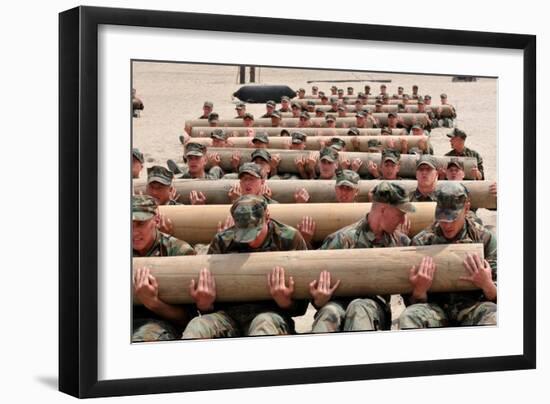 Navy SEAL Candidates Train with a 600-Pound Log, 2011-null-Framed Photo