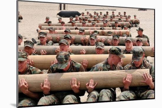 Navy SEAL Candidates Train with a 600-Pound Log, 2011-null-Mounted Photo