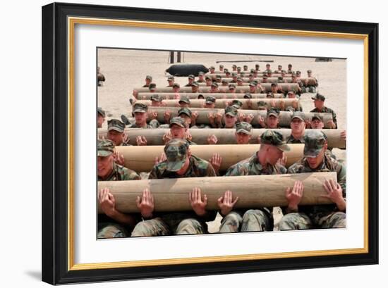 Navy SEAL Candidates Train with a 600-Pound Log, 2011-null-Framed Photo